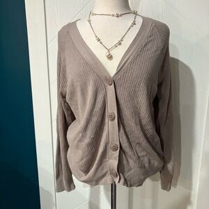 Women's Taupe Button-Up‎ Sweater